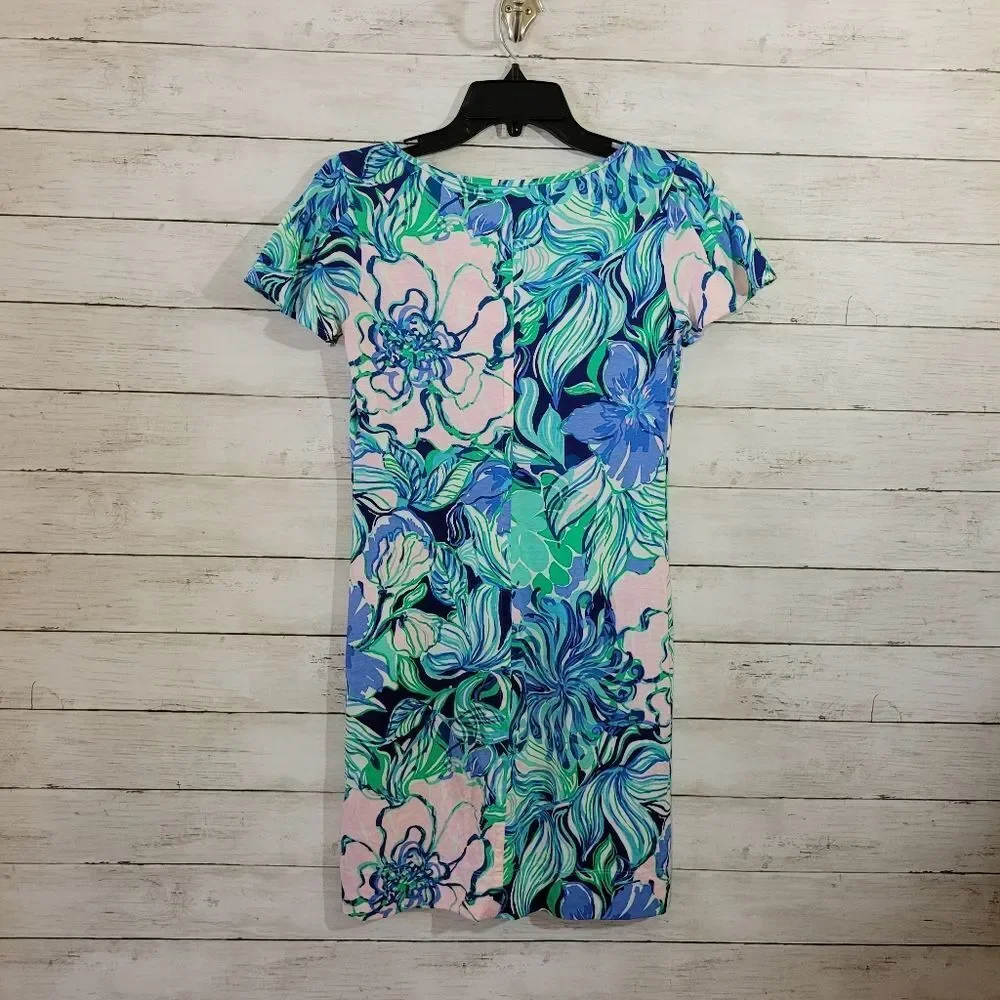 Lilly Pulitzer‎ Marah Dress Party Thyme Print Pima Cotton Flutter Sleeve Sz XXS